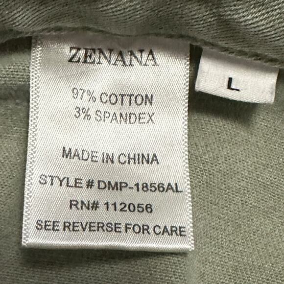 Zenana Jeans Women’s L Olive Green Frayed Hem Wide Leg High Rise Crop Washed - Picture 4 of 8